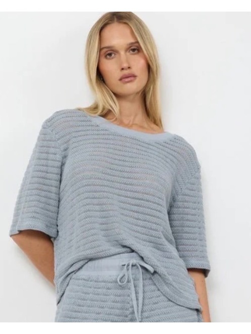 LAmade Clothing Women's Nights in the City Crochet Knit Tee S SMALL Blue Moon